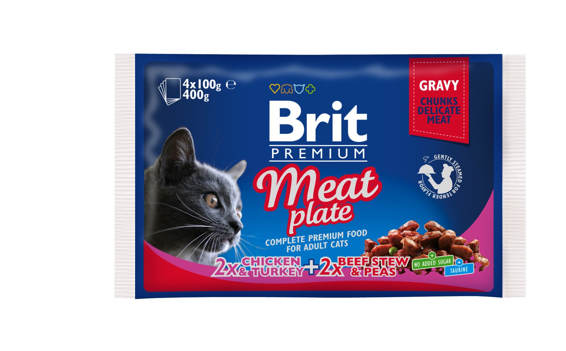 Brit Premium Cat MEAT PLATE — мясная тарелка — набор влажных коромов для котов (4 шт. х 100 г)