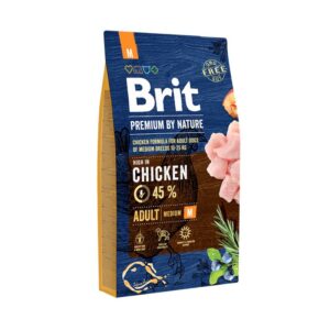 Сухой корм для взрослых собак средних пород (вес от 10 до 25 кг) Brit Premium Adult M 8 кг (курица)