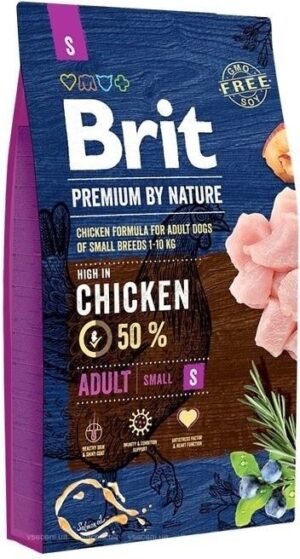 Сухой корм для взрослых собак мелких пород (вес до 10 кг) Brit Premium Adult S 8 кг (курица)