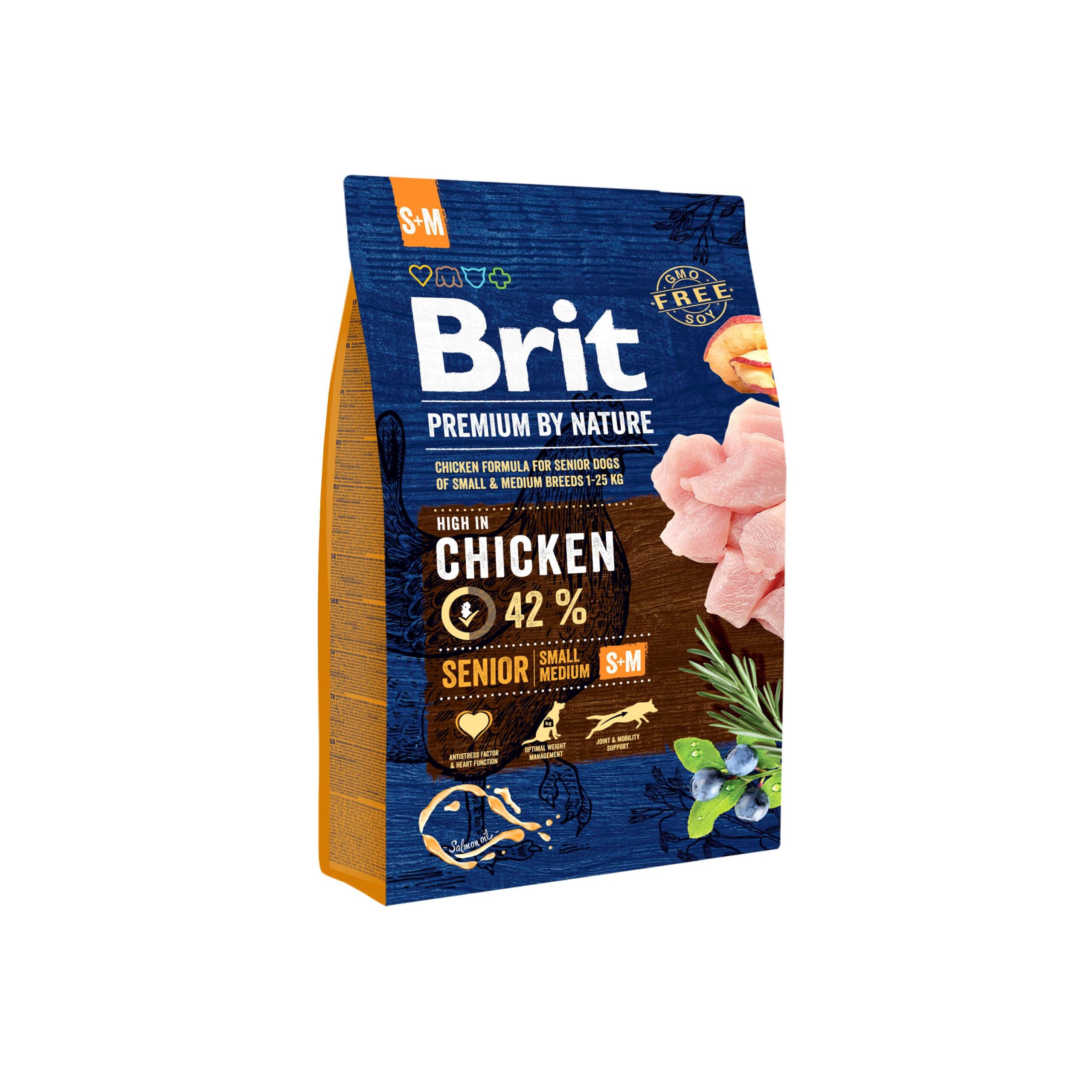 Brit Premium Dog Senior S+M  3 кг с курицей
