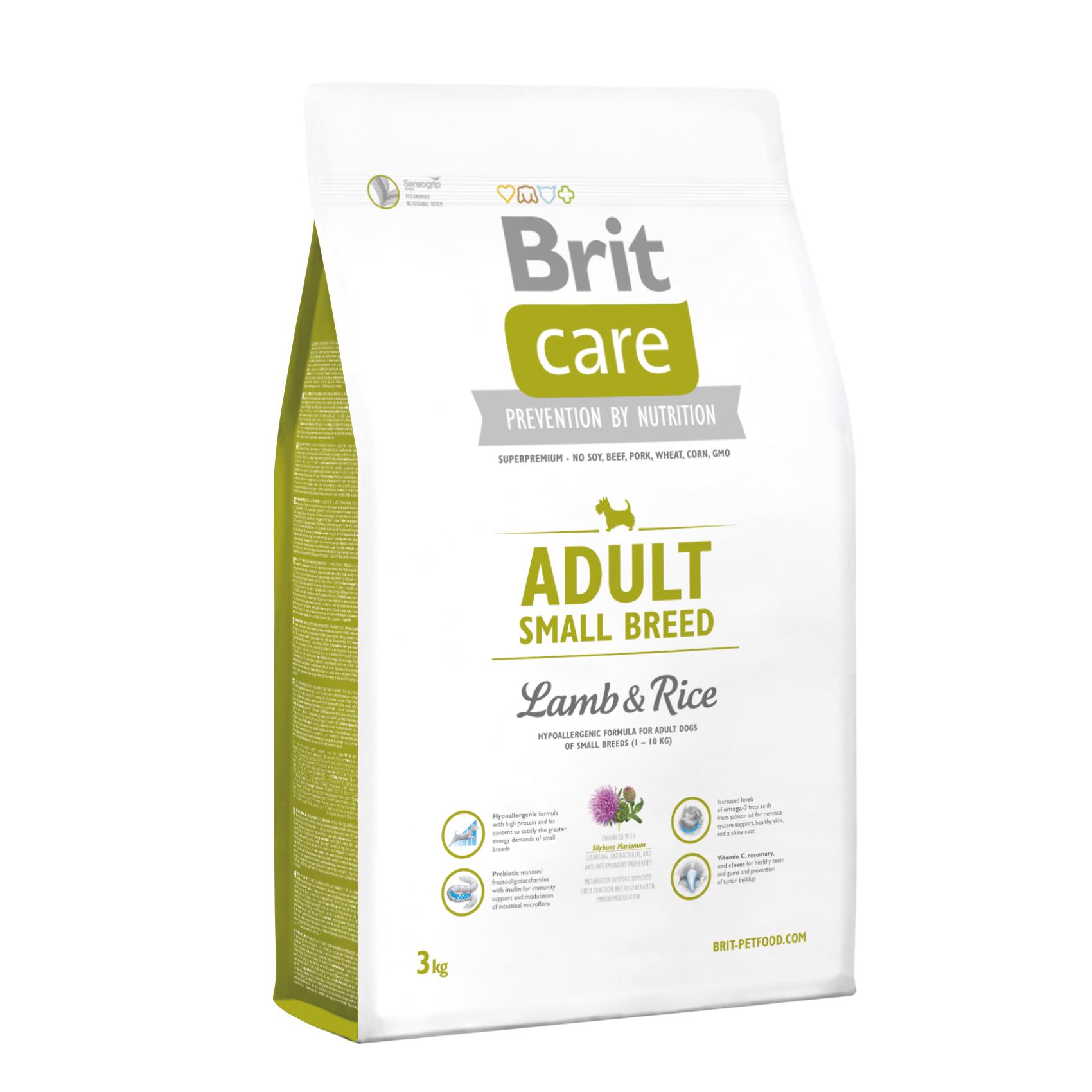Сухой корм для взрослых собак мелких пород (весом до 10 кг) Brit Care Adult Small Breed Lamb & Rice 3 кг (ягненок и рис)
