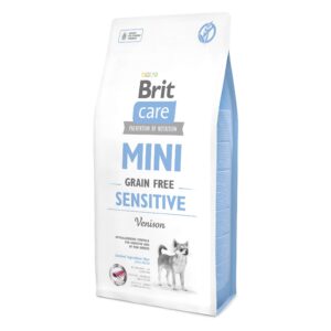 Сухой корм для собак миниатюрных пород с чувствительным пищеварением Brit Care GF Mini Sensitive 7 кг (оленина)